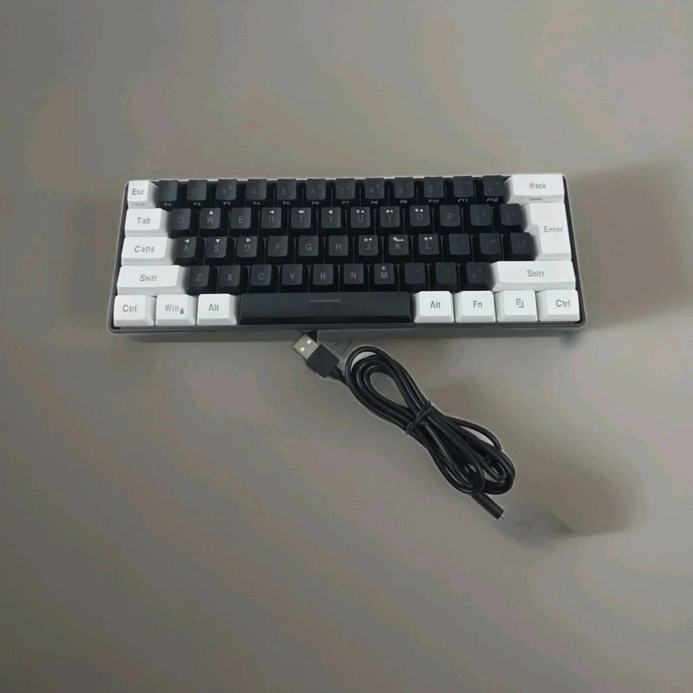 Mini RGB G61 Gaming Keyboard 61 Keys LED Backlit Ergonomic Wired Black